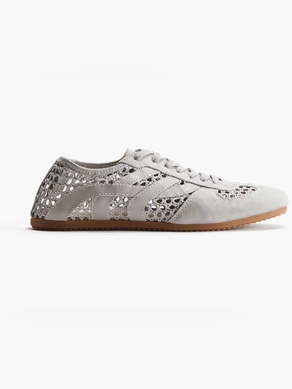 H&M Crochet Look Light Gray Sneakers Size 10 NWT